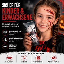 50 ml Fake Blood – Blood – Deceptively Real & Washable – Artificial Blood – for Halloween & Fancy Dress for Make-Up and Fancy Dress