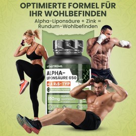 Vitastrong Alpha Lipoic Acid 650mg with Zinc S- & R-ALA 120 Capsules Vegan
