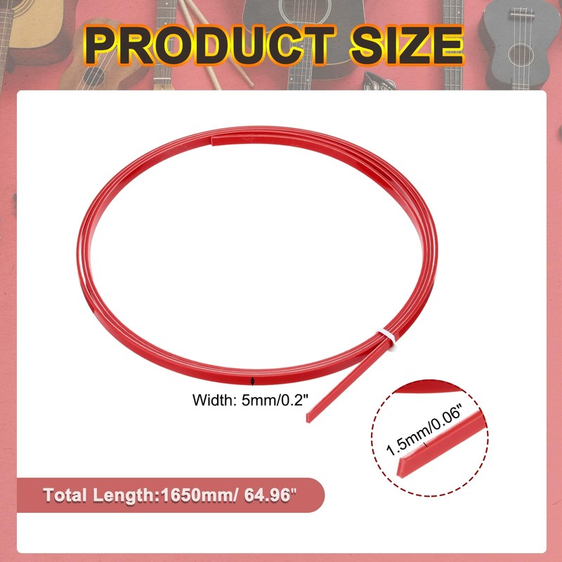 sourcing map 1 Pcs Guitar Binding Purfling Strips, 1650x5x1.5mm Plastic
