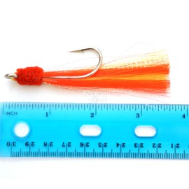 50 Pieces Fish WOW! 7/0 Shrimp Flying Hooks 2-Color red Yellow White Krystal Flash