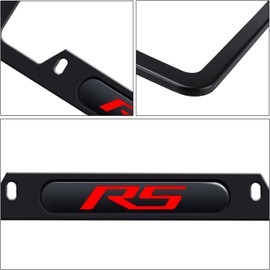 2PCS License Plate for Camaro RS Impala Premium Car License Plate Bracket Holder, Premium Aluminum Alloy Weather Proof License Plate Covers with Screw Caps Cover Set Car Accessories (RS B)