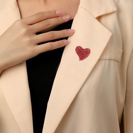 Just Follow Heart Pin Brooch Crystal Rhinestone Heart Brooch Love Pin for Women Valentine's Day Birthday Anniversary Wedding Party Bridal Gifts Clothes Accessories (Red)