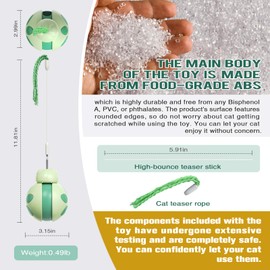 TANNRAN Interactive Cat Toys for Indoor Cats,Cat Treat Dispenser with Tumbler Design,Cat Teaser Wand,Interactive Food Puzzle for Cats (Green)