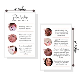 False Lashes How To Apply Card | 30 Pack | 4x6” inch Large Postcard | False Lashes Supplies | Lash Artist Supplies for Lash Kits | White Card With Icon Design
