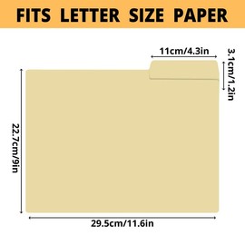 Three Leaf 12 Pack Manila Folder, 8.5 X 11, 1/3 Cut Tab, Pack of 24, Total 288 Count, 1/3-Cut Tabs in Left, Right, Center Positions,Letter Size.