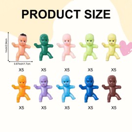 GMHLLES 50 Pcs Mini Plastic Babies, 1 Inch Plastic Babies, Mini Baby, Tiny Plastic Babies, Multi Colored Tiny Babies,Baby Shower Party Favors, Ice Cube Games, Party Decorations, Baby Toys (10 Colors)