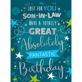 Noel Tatt Birthday Card for Son in Law - Stylish & Modern Design - Birthday Greeting Card for Him - 'Have a Totally Great Absolutely Fantastic Birthday'
