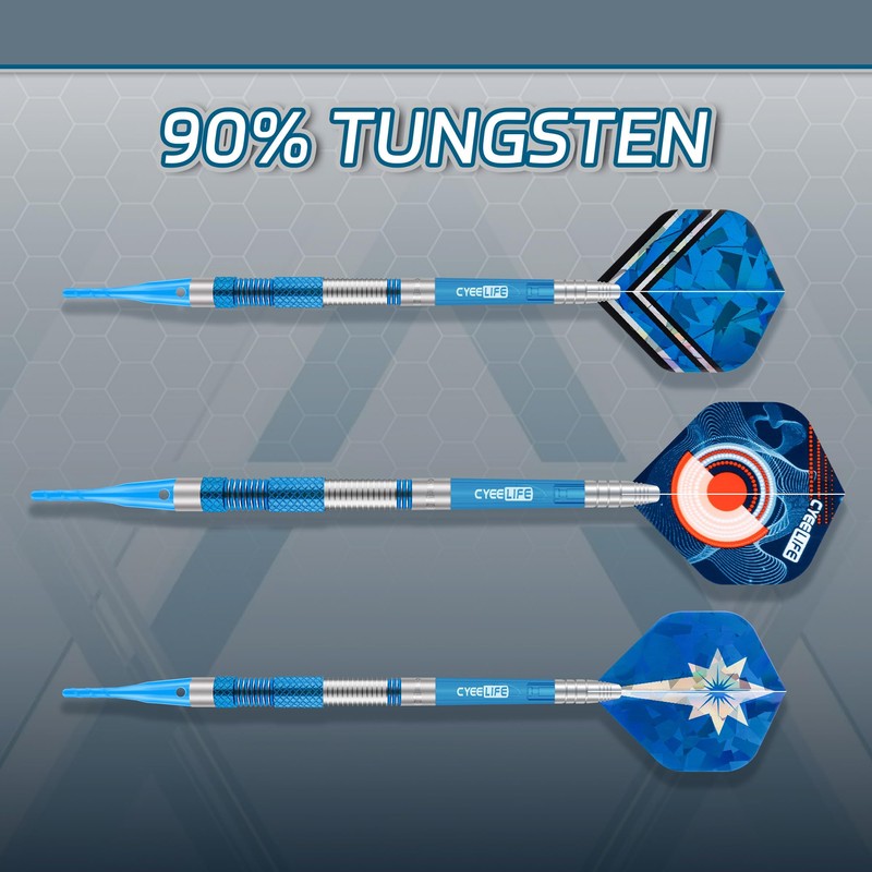 CyeeLife Darts with Plastic Tip, 90% Tungsten, Pack of 3,