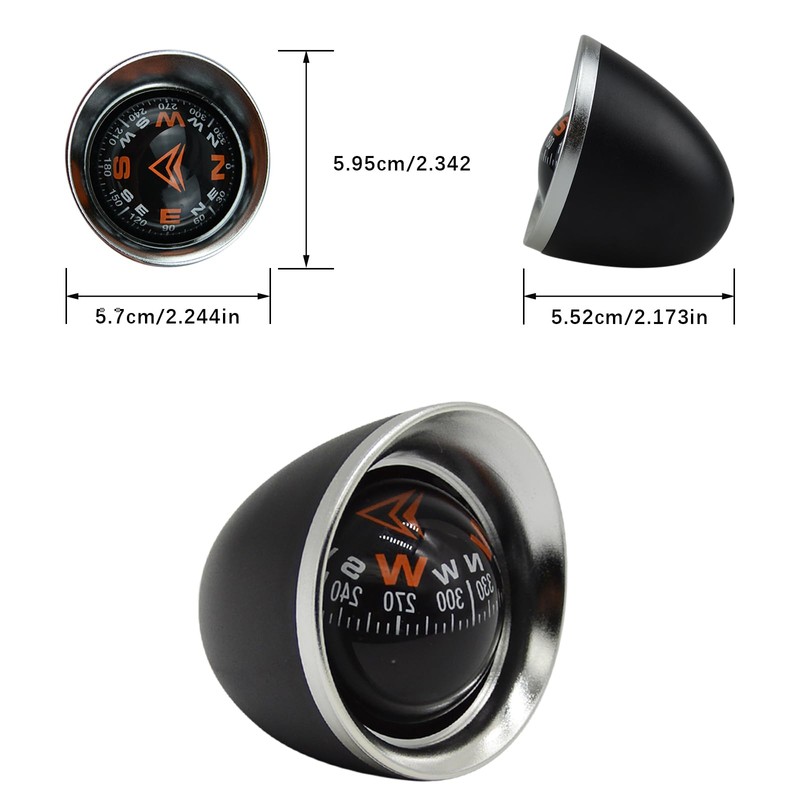 Black Adjustable Ball Night Vision Compass Boat Compass Dash Mount,