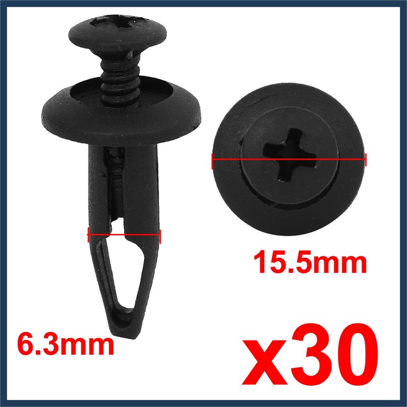 INFINAUTO 30 Pcs 6.3mm Retainer Clips Plastic Rivets Mud Flaps