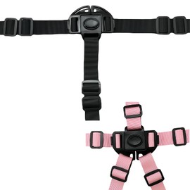 2 Pcs Black & Pink 5 Point Harness Seat Belt Safety Strap Belt for High Chair Child Protection, Adjustable and Durable