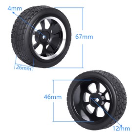 Hobbyfire Aluminum 12mm Hex Wheels and Rubber Tires Preglued for Traxxas 4tec 2.0 Tamiya TT02 HPI HSP 1/10 RC On Road Touring Car, Set of 4 (Color D)