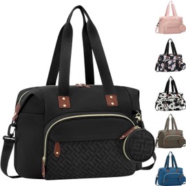 Tenot Diaper Bag Tote, Baby Bag Travel Diaper Tote Bag with Pacifier Case, Cute Maternity Hospital Baby Stylish Diaper Tote for Mom Dad Medium Size, Black