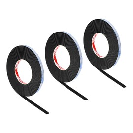 PATIKIL 3/8"W x 1/8"T x 16.4Ft EVA Single Sided Foam Tape, 3Pcs Multipurpose Sealing Strip Foam Waterproof Weather Stripping Foam Sealing Foam Strips with Adhesive for Door, Black