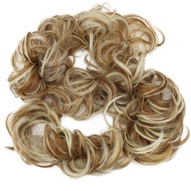 PRETTYSHOP XXXL Hairpiece Hair Wrap Scrunchie Scrunchy Updos, VOLUMINOUS, Curly Messy Bun, light brown blonde mix #6H613 HW34