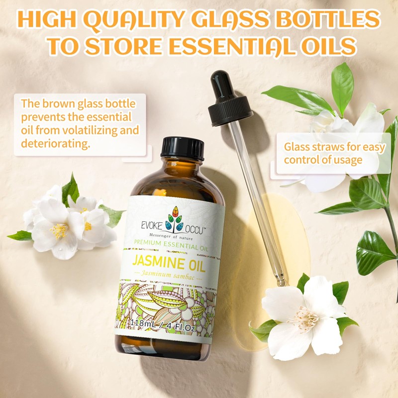 EVOKE OCCU Jasmine Essential Oil for Cleaning, Air Freshening, Relaxing,