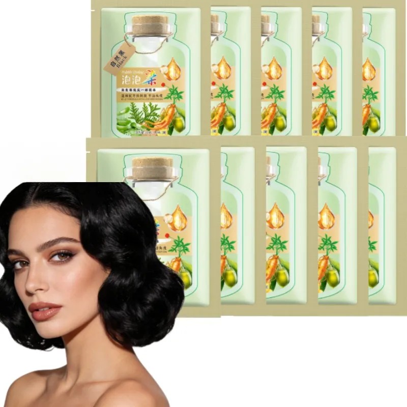 Kit De Tinte Para Cabello Negro Bubble Plant, 10 Unidades,