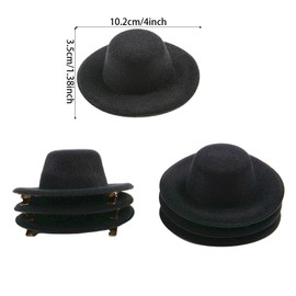 Auiurrer 6 Pcs Mini Top Hats Hair Clips Miniature Formal Felt Hat Clips Small Snowman Hat Clip for Women Hair Accessories 4 Inch Black