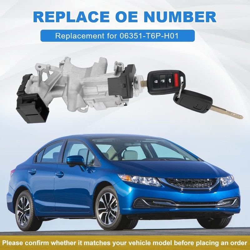 WMPHE Ignition Switch Lock Cylinder with 2 Key Replacement for