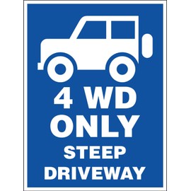4WD Only Steep Driveway Vehicle 8 X 12 Inch Metal Tin Sign Warning Caution Notice for Yard, Office, Outdoor & Indoor Safety