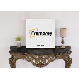 FRAMOREY White 30x30 Frame With Safe Shatterproof Styrene Front & Wall Hanging Hooks - Use In Picture Frames 30cm x 30cm - Photo Frame - Poster Frames - Wooden Effect Square Frame