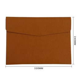 Oneyijun PU Leather A4 File Folder Document Holder Waterproof Portfolio Envelope Folder Case with Snap Closure 13x9.5 inch Brown