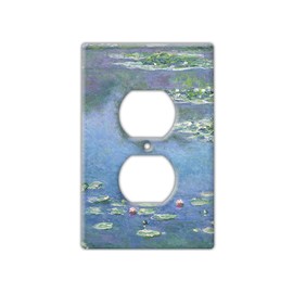 Decorative Wall Switch Cover Plate - Water Lilies by Monet Decor Switch Plate - Beautiful and Vibrant With Lots of Blues, Greens, and Purples (Single Outlet Cover)