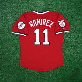Majestic Jose Ramirez 1976 Cleveland Indians Cooperstown Men's Red Jersey w/ Patch - L