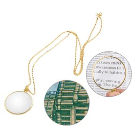 Monokel,HäNgende Lupe, Portable 5X Lupe Monokel-Objektiv Mit HäNgenden Halskette Zum Lesen Handwerk Handarbeiten Schmuck Hobbys (Gold)