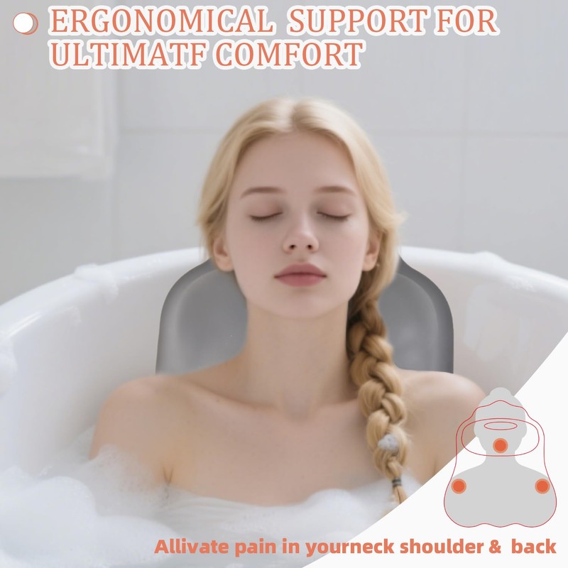 lomonmen Bath Pillow, Ergonomic Neck Pillow, Bathtub Pillow, Bath Mat