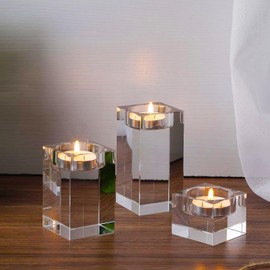 3 Candelabro Portavelas Cristal para Boda Regalo,Candelabros Decorativos de Velas,Soporte de Luz de Té para Bodas, Ceremonia, Aniversario, Días Festivos, Fiestas
