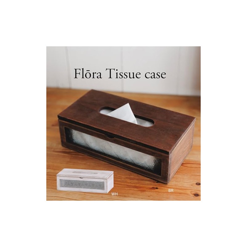 アビテ フローラ・ティッシュケース W26×D14×H8cm MC-104-WH