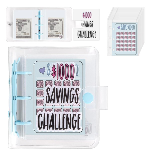 WJccsee Mini $1000 Savings Challenge Binder with 100 Cash Envelopes-Easy