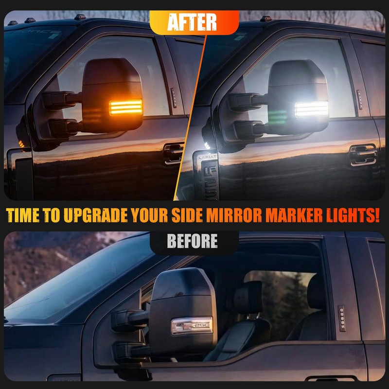 Tow Mirror Lights for F150 2015-2025 Sequential Turn Signal Marker