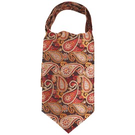 WANYING Men's Tie Scarf Ascot Tie Scarves Cravat Ties Retro Chic for Gentleman - Paisley Gold Red Black