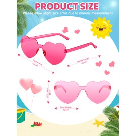 AGGKKY Heart Shaped Sunglasses for Women Colorful Glasses Fun Trendy Transparent Heart Sunglasses Party Favor (2 Pairs-Pink&Rose)