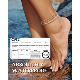 CASSIECA Silver Anklets for Women, 925 Sterling Silver Ankle Bracelets for Women Trendy Dainty Waterproof Anklets Set Adjustable Layered Anklet Rope Link Ankle Beach Foot Jewelry for Women