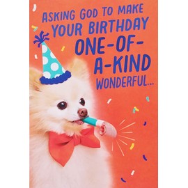 Greeting Card Asking God To Make Your Birthday One-of-a-Kind Wonderful Just Like He Made You Religious Christian with Pomeranian Dog