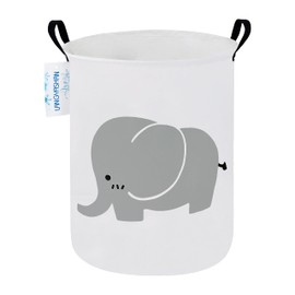 LANGYASHAN Laundry Basket Canvas Fabric Collapsible Organizer Basket for Storage Bin Toy Bins Gift Baskets Bedroom Clothes Children Nursery Hamper (Elephant)