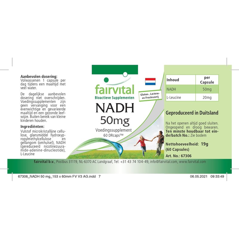 Fairvital | NADH 50mg - HOCHDOSIERT - 60 Kapseln -