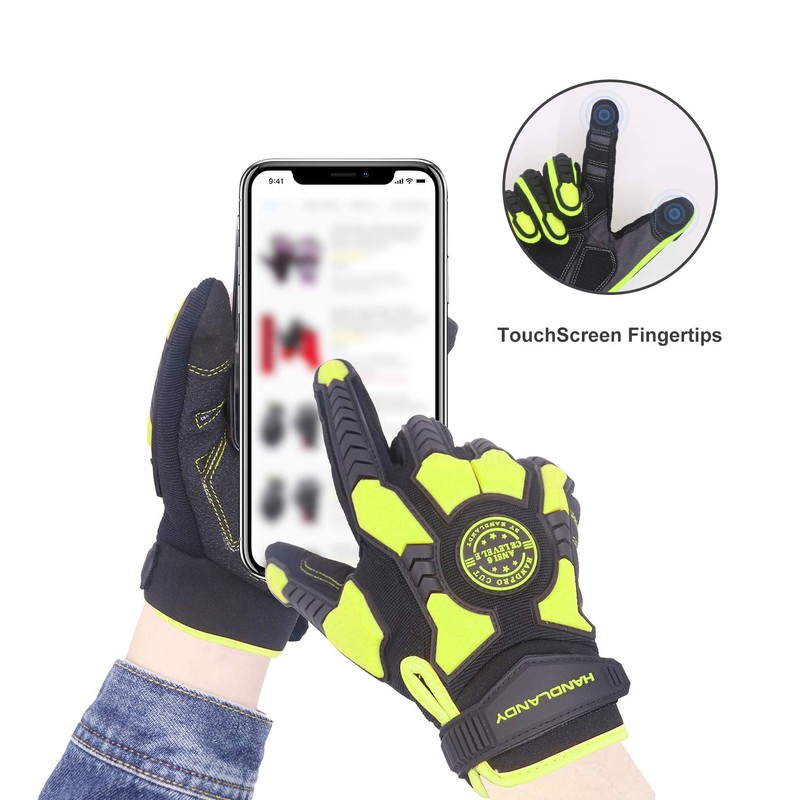 HLDD HANDLANDY Heavy Duty Work Gloves, SBR Padding, TPR Protector