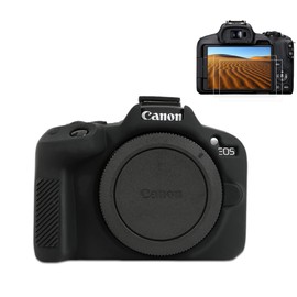 Pocoukate Case for Canon EOS R50 Camera, Soft Silicone Protective Cover Skin with Screen Protector Accessories for Canon EOS R50 Mirrorless Camera Silicone Case - Black