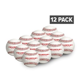 PowerNet Practice Baseballs | 12 PK Recreation Grade Regulation Size Balls | Perfect for Baseball Soft Toss, Batting, Fielding, Hitting, Pitching, Practice or Training | White Cover with Red Seams