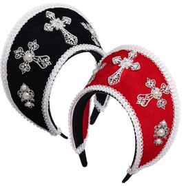 Tudor Renaissance Royal French Hood Coronet Women's Headpiece, black