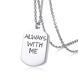 TTVOVO Cremation Urn Necklace for Ashes Memorial Keepsake Ashes Holder Always with Me Carved Locket Charm Pendant Necklace for Men Women 316L Stainless Steel Remembrance Bereavement Waterproof Jewelry