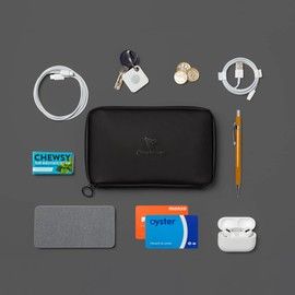 OneNine5 Eco-Friendly Essentials Pouch, Miho Black. Organiser & Bag for Makeup, Cosmetics, Tech, Wires, Valuables & Everyday Accessories. Vegan Leather & 100% Recycled Plastic Lining.