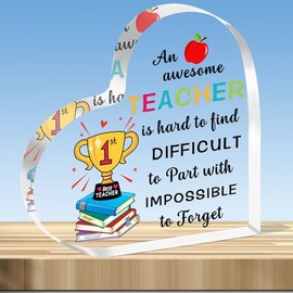 JMIMO Teacher Gifts for Women Men Heart Acrylic Appreciation Thank You Teacher Gifts for Graduation Best Teacher Gifts Keepsake