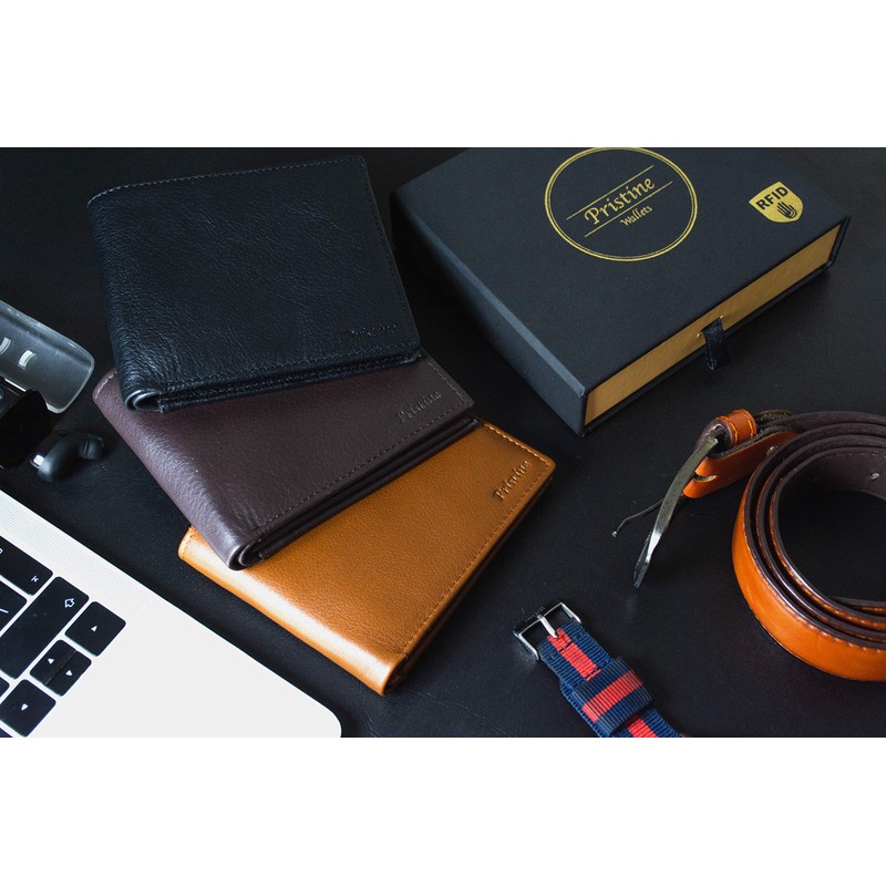 Pristine RFID Blocking Men’s Leather Wallet Designer Genuine Real Soft