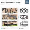 MFSTUDIO 43.7 Inches Outdoor Garden Bench, Cast Iron Metal Frame