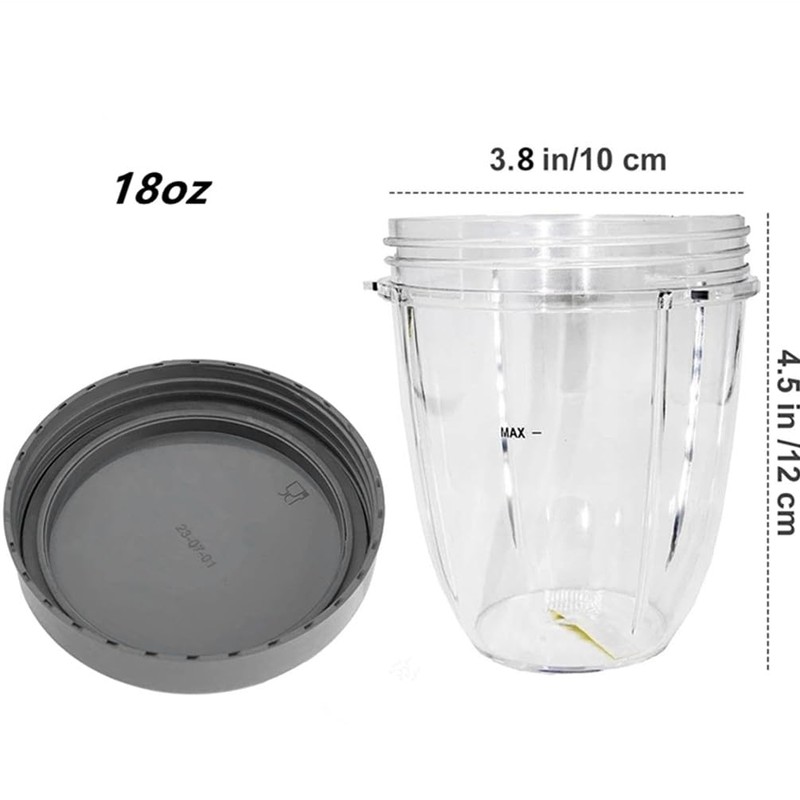 2X 18oz Cup with Flat Lid for Nutribullet 600W 900W